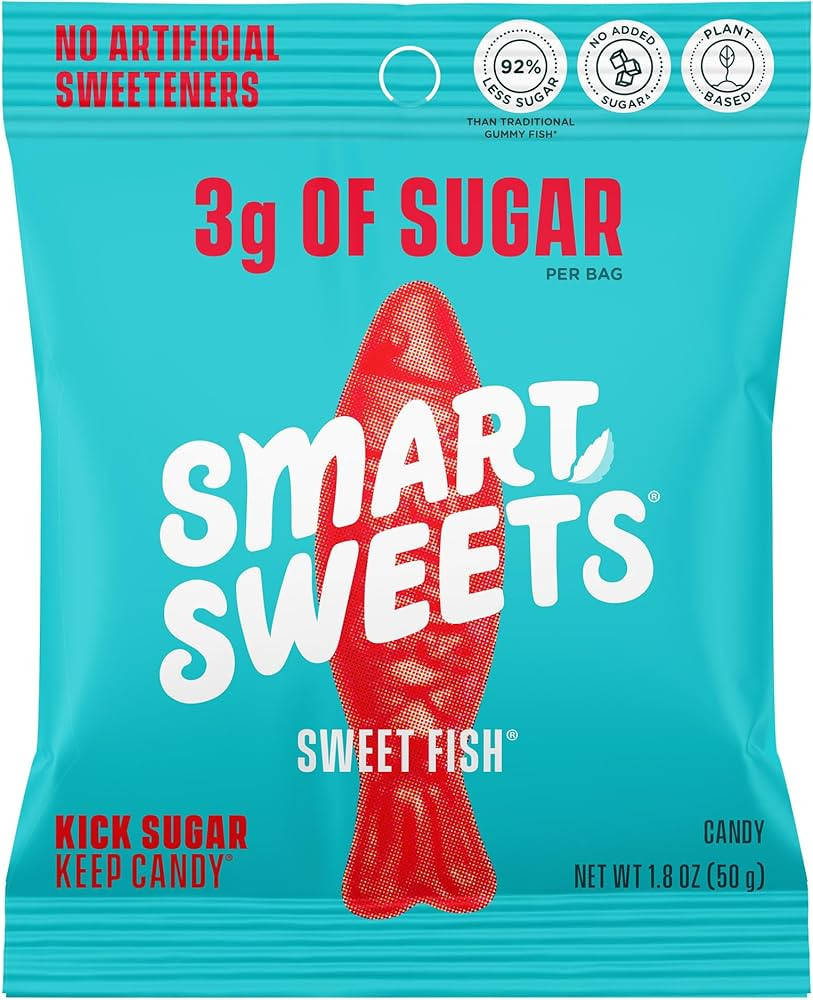 SmartSweets , Sweet Fish, Candy with Low Sugar (3g), Plant-Based, Free From Sugar Alcohols, 1.8 O... | Amazon (US)