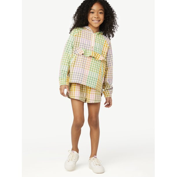 Free Assembly Girls Gingham Windbreaker and Short Set, 2-Piece, Sizes 4-18 | Walmart (US)