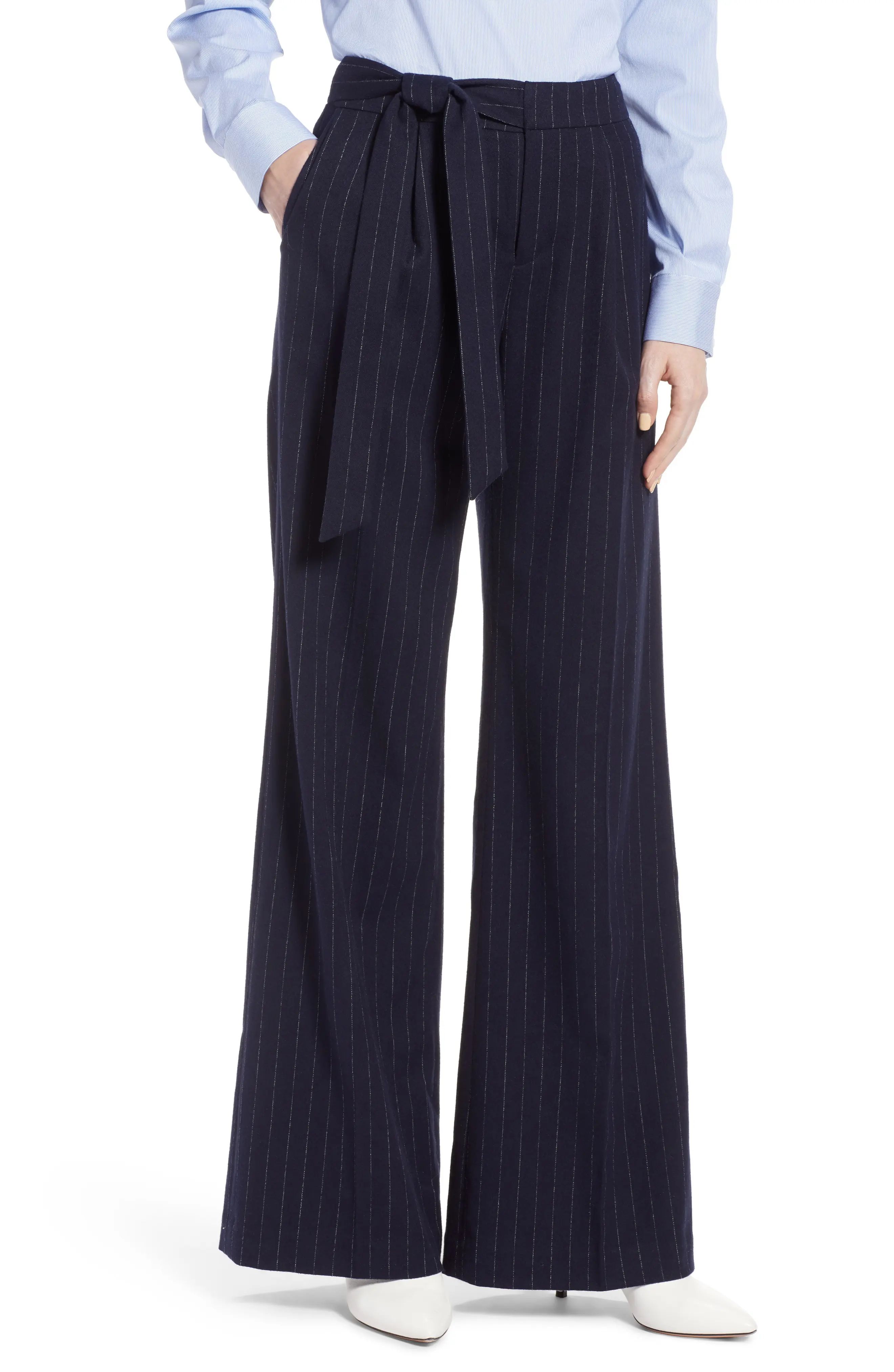 Halogen® Tie Waist Wide Leg Stretch Crepe Pants (Regular & Petite) | Nordstrom