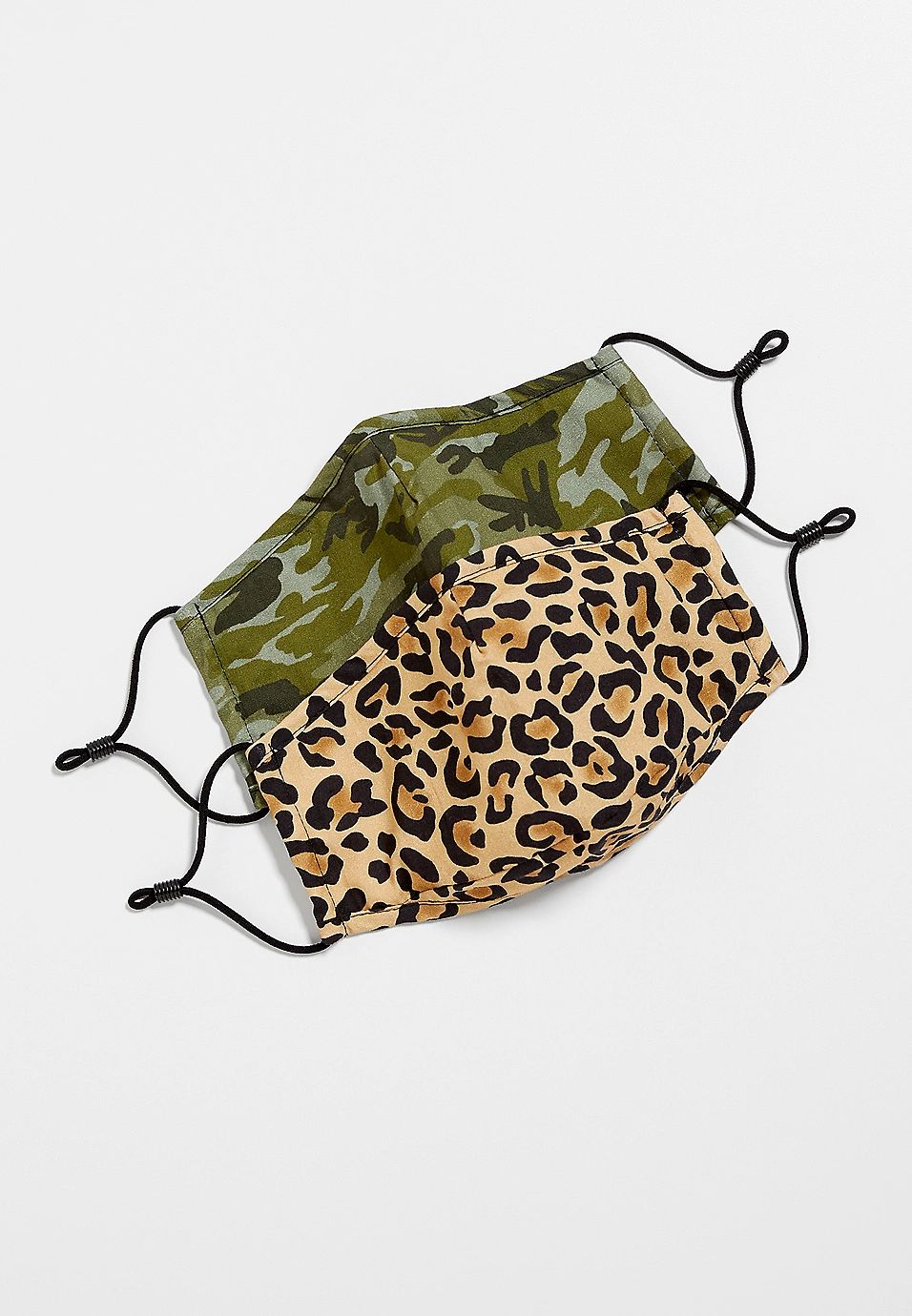 2 Pack Non-Medical Camo and Leopard Face Masks | Maurices