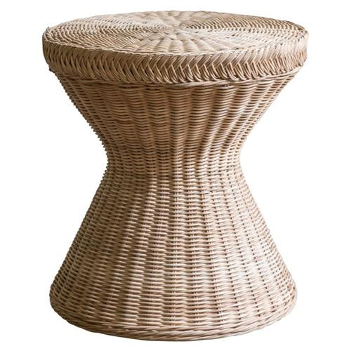 Mainly Baskets Chatham Coastal Natural Handwoven Rattan Hourglass Side Table | Kathy Kuo Home