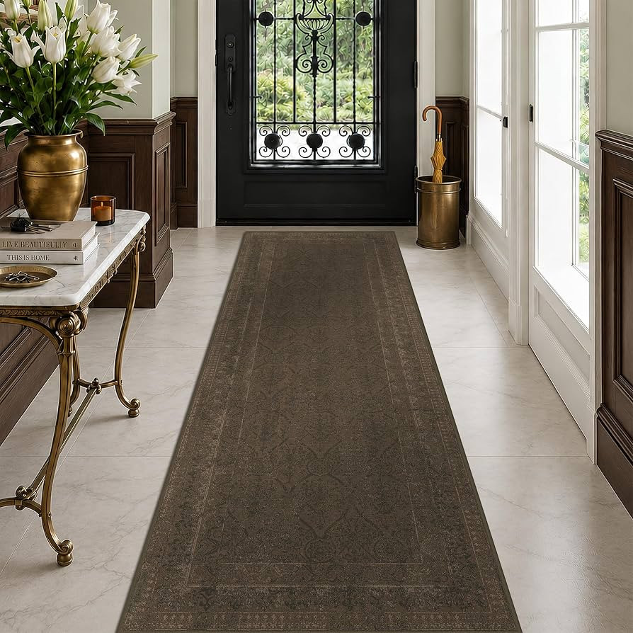 Brown 2x6 Hallway Runner Rug, Non-Slip Washable Vintage Distressed Rugs for Bathroom & Entryway, ... | Amazon (US)