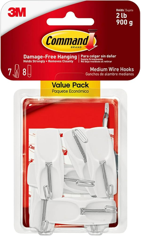 Command Medium Wire Toggle Hooks, Damage Free Hanging Wall Hooks with Adhesive Strips, No Tools W... | Amazon (US)