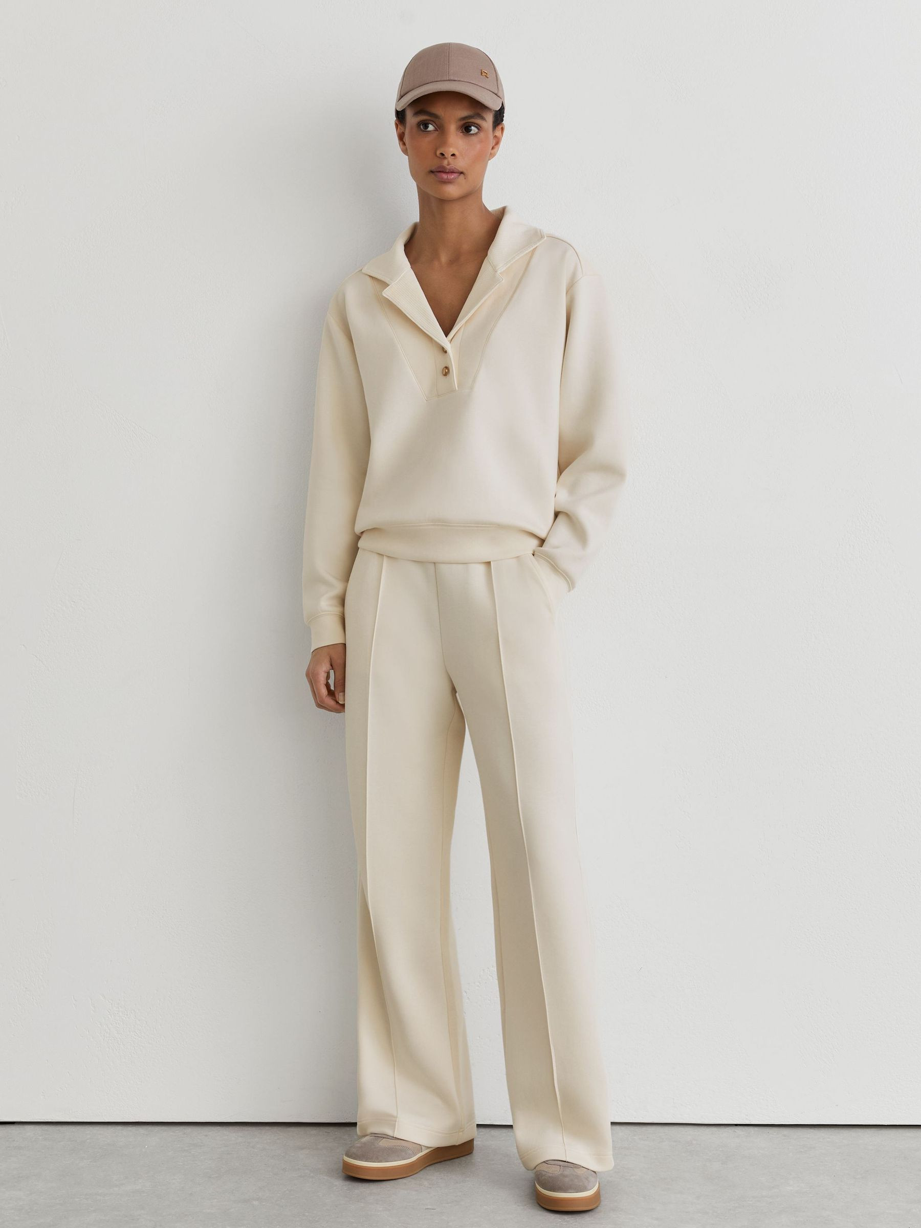 Reiss Premium Interlock Collar Sweatshirt in Ivory - REISS | Reiss UK