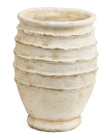 9.5x13 Earthy Ridged Cement Planter Vase | TJ Maxx