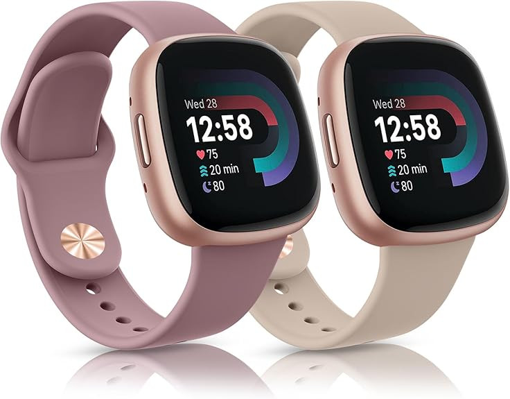 2 Pack Silicone Bands for Fitbit Versa 3 Bands/Versa 4 Bands/Fitbit Sense Bands/Sense 2 Bands Wom... | Amazon (US)