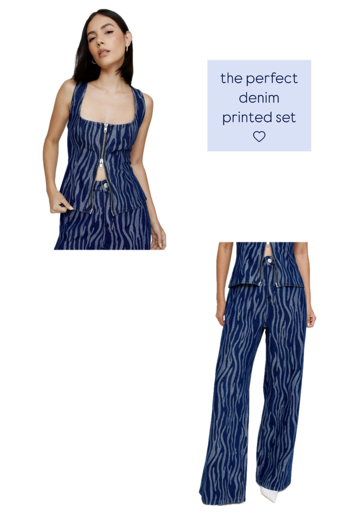 denim printed set
