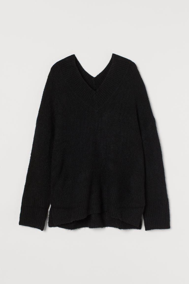 H & M - V-Pullover aus Wollmischung - Schwarz - Damen | H&M (DE, AT, CH, NL, FI)