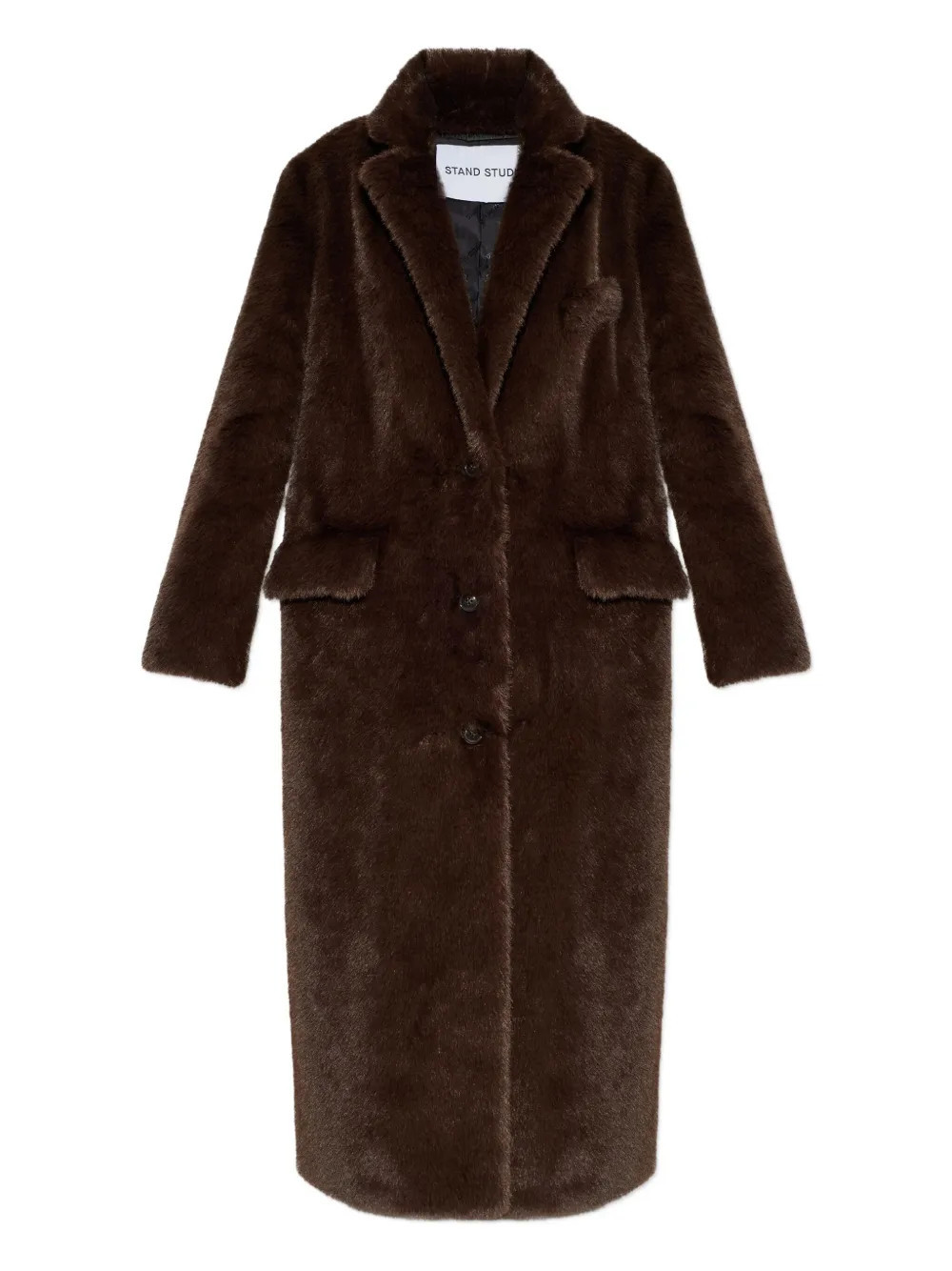 STAND STUDIO Emmie buttoned flap-pocket coat - Brown | Farfetch Global