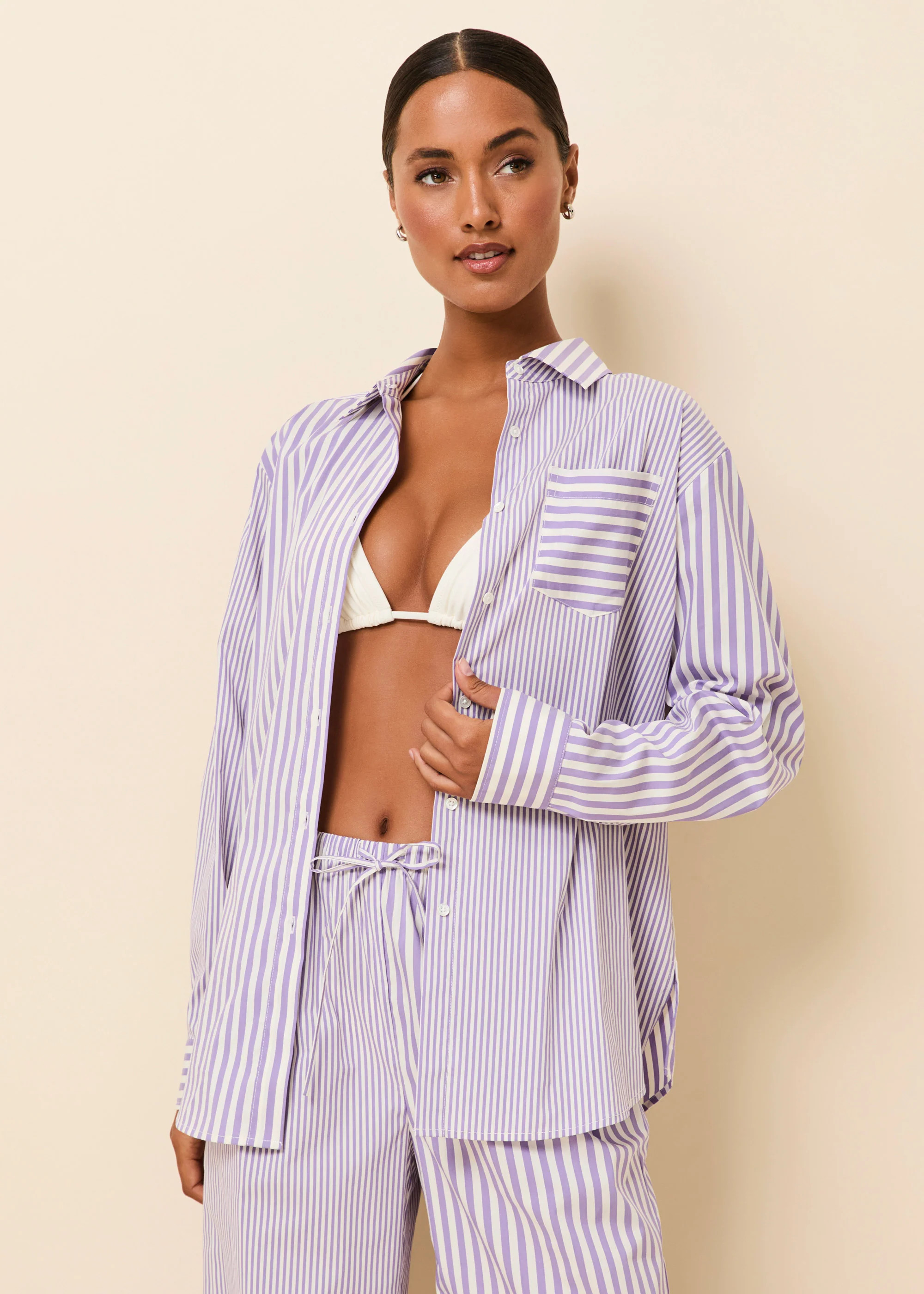 Avril Button Down Ultra Violet Stripe | Solid & Striped