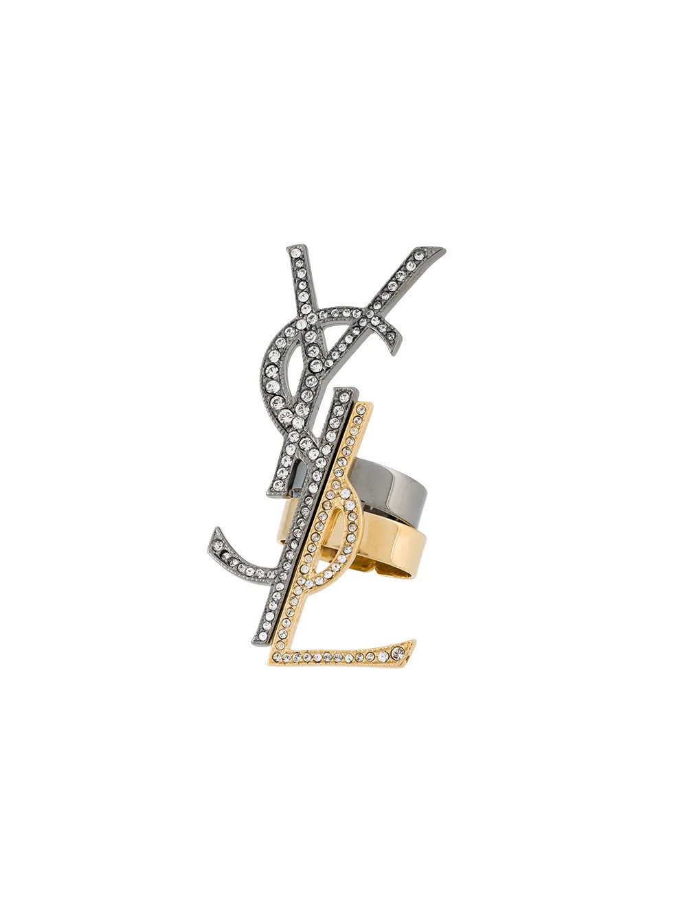 Saint Laurent Monogramme Destructure ring set - Metallic | FarFetch US