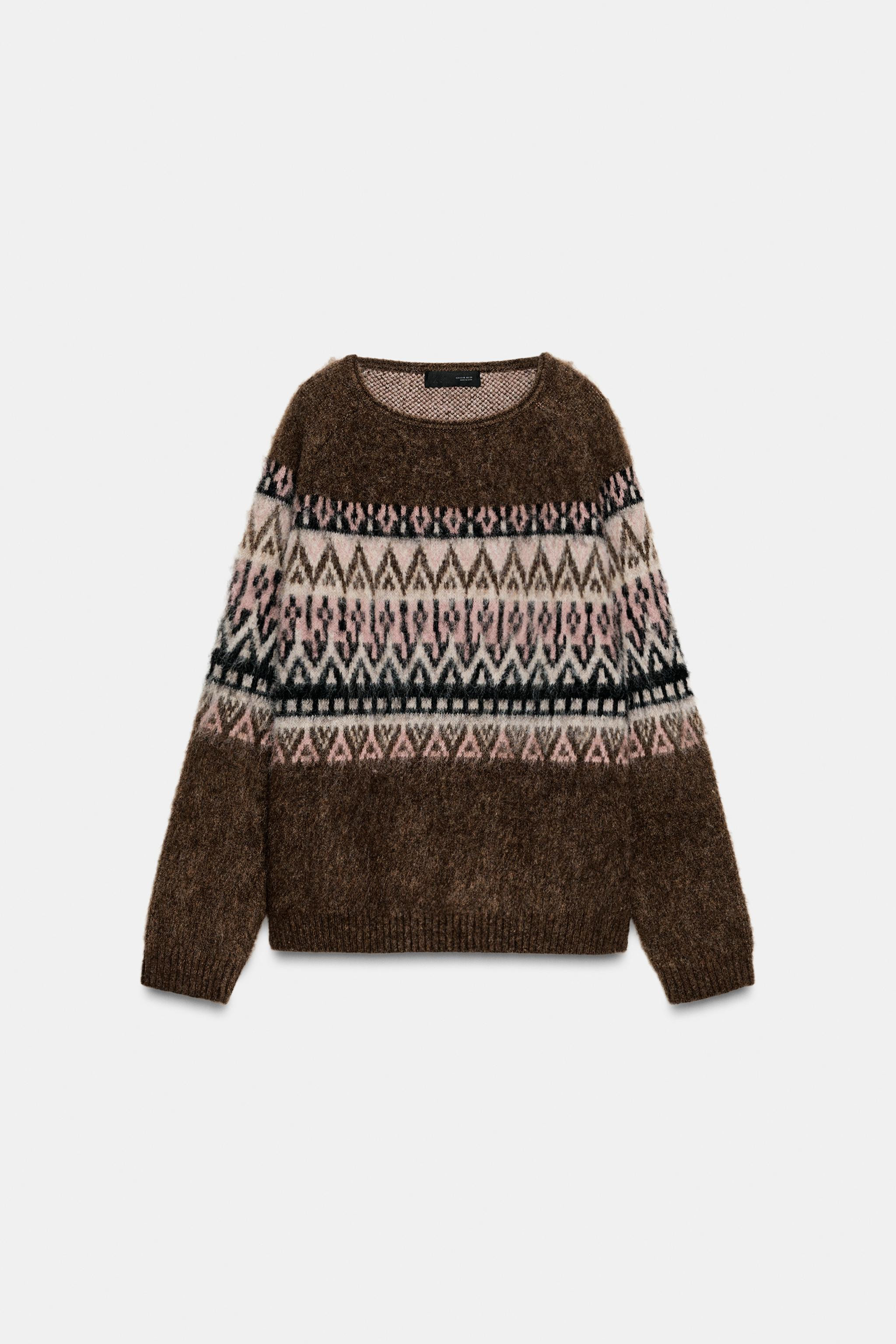 BRUSHED EFFECT JACQUARD KNIT JUMPER | Zara US