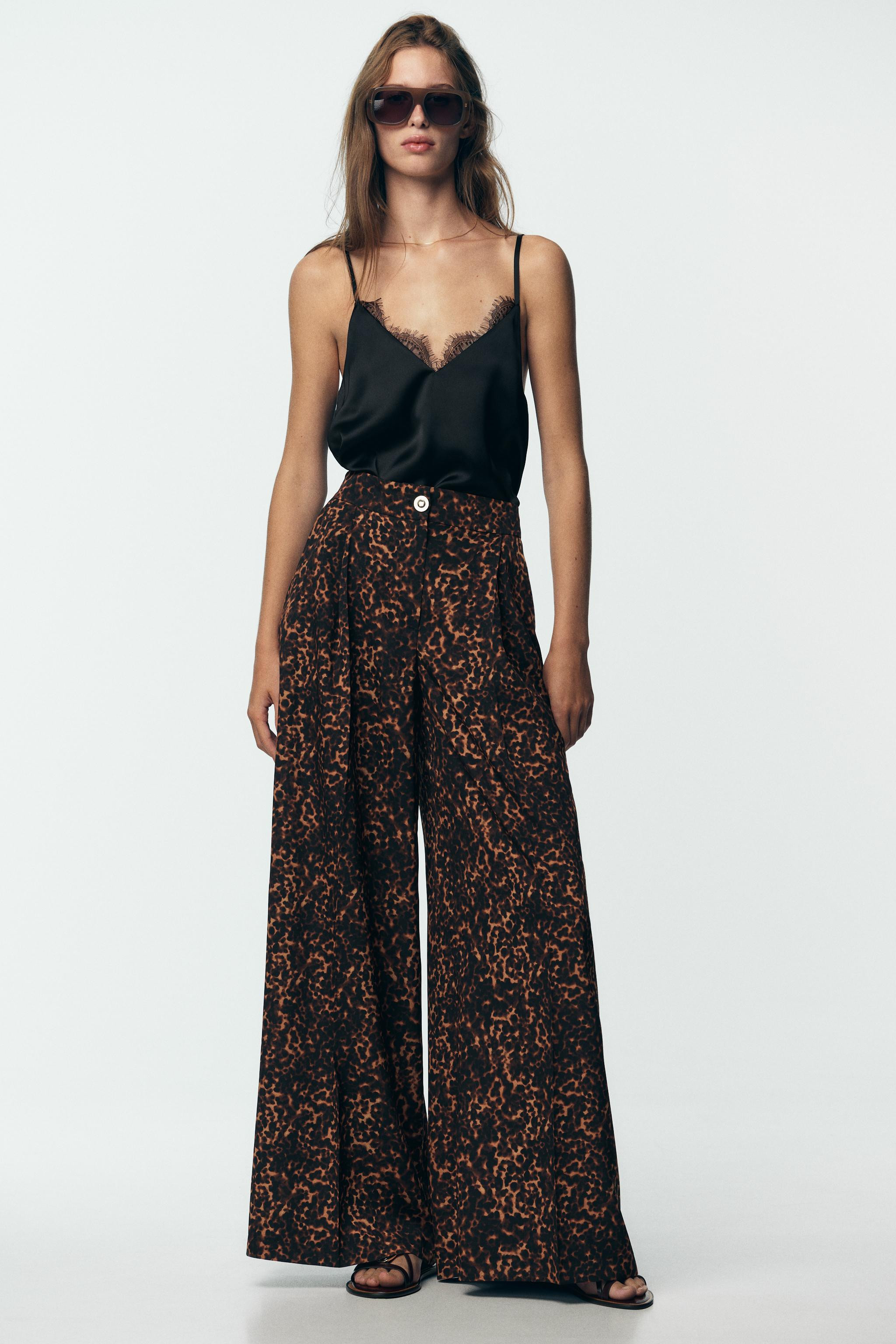 ANIMAL PRINT PALAZZO PANTS | Zara US
