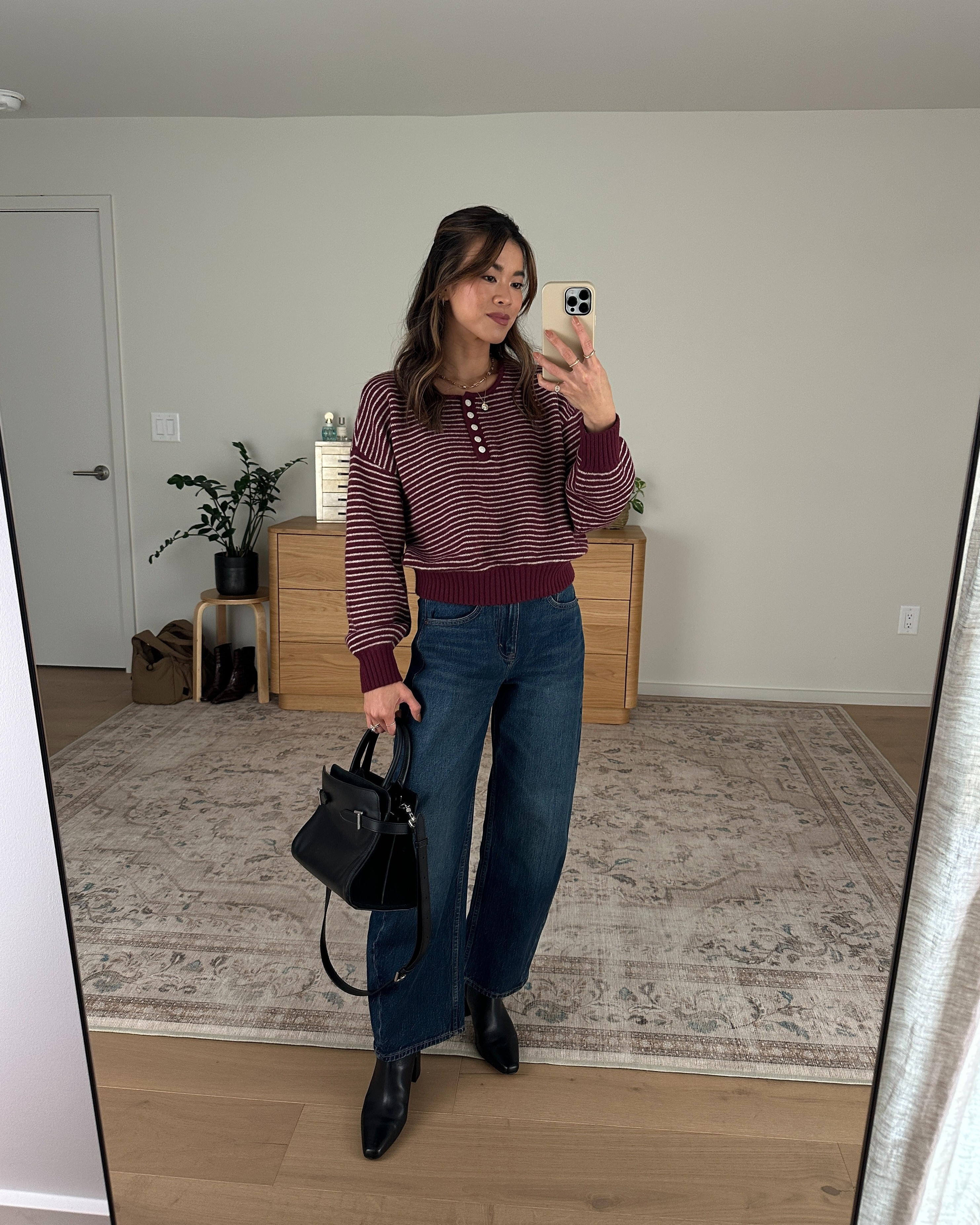 Petite friendly denim from @abercrombie!
Use the stackable Abercrombie discount code AFCHLOE for an extra 15% off🤎

Sizing info:
-Abercrombie High Rise Barrel Jean (Size 24 Short in Dark)
-Abercrombie Merino Wool-Blend Henley Sweater (Size XS in Maroon Stripe)

Fall Abercrombie new arrivals, Abercrombie sweaters, Abercrombie petite pants, Abercrombie petite jeans, Abercrombie fall sweater, Abercrombie petite sweater, Petite style, petite fashion, mom outfit, mom style, petite pants, petite outfit ideas, petite outfits, best pants for petite, petite denim, vacation outfits, fall outfits, fall style, fall trends, fall looks fall outfit ideas, Abercrombie try on, fall jeans, fall lookbook, fall outfits, 

**Use code AFCHLOE to get an additional 15% off almost everything in stores and online at checkout from September 10, 2026 to September 14, 2026 in US/CA. Exclusions apply. See details online.

#LTKootd #LTKSeasonal #LTKPetite
