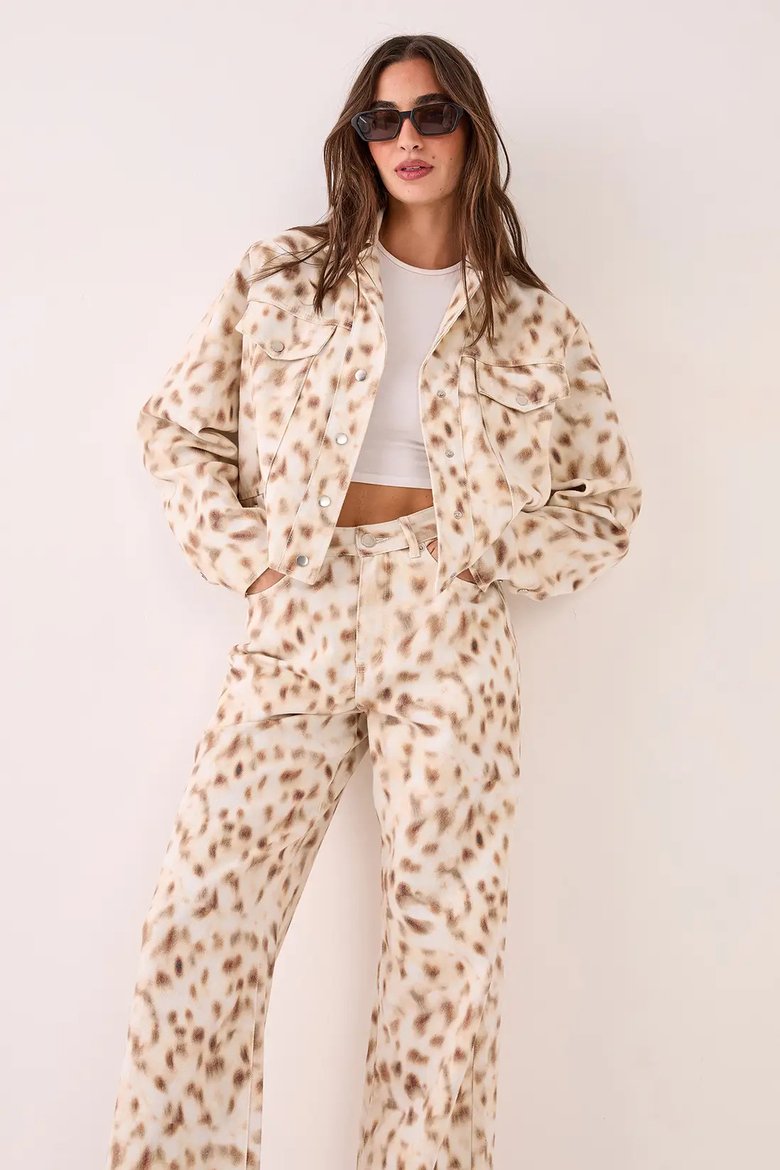 Deer Print Denim Barrel Leg Jean | boohoo (US & Canada)