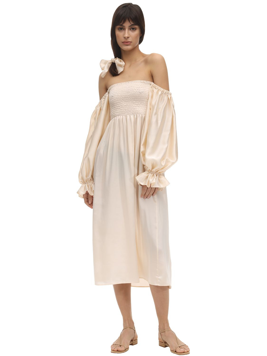 Atlanta Silk Satin Midi Dress | Luisaviaroma