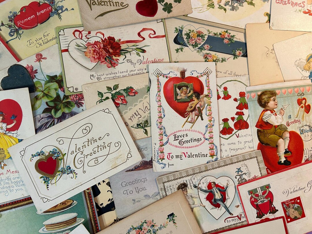 10 Vintage VALENTINE Postcards / Random Selection / Most Contain Writing or Postmarks / Perfect f... | Etsy (US)