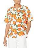 Original Penguin Men's Short Sleeve Camp Collar Button Down Shirt, Bright White Orange, Small | Amazon (US)