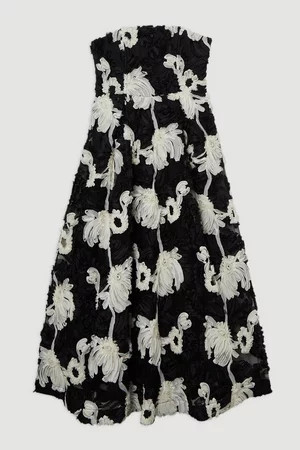 Mono Textured Strapless Woven Prom Maxi Dress | Karen Millen US