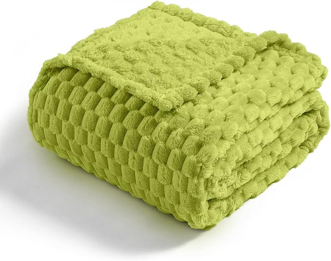 Flannel Fleece Throw Blanket(50x70 inch), 3D Jacquard Green Fuzzy and Warm Blanket for Couch,Sofa... | Amazon (US)