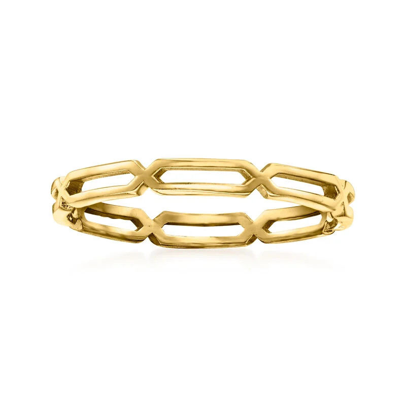 14kt Yellow Gold Paper Clip Link Ring | Ross-Simons
