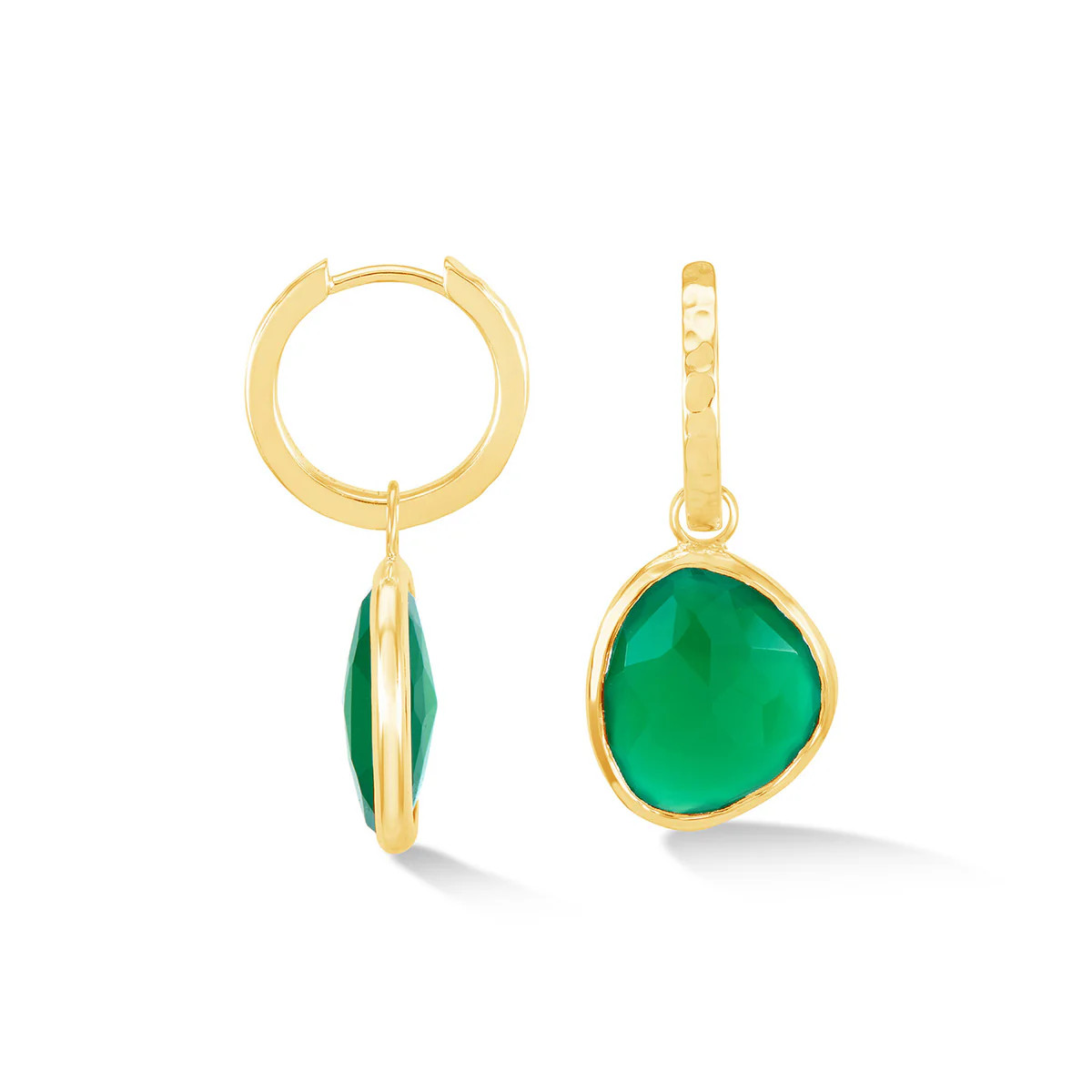 Green Onyx Pebble Huggie Hoops | Dower & Hall