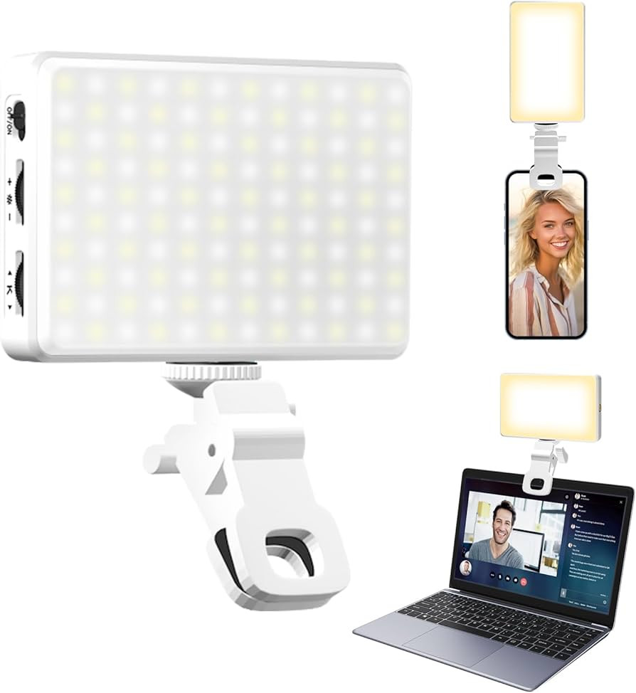 120 LED Selfie Light for iPhone/Phone/Camera/Laptop/iPad, 5000Mah Rechargeable Clip Phone Light, ... | Amazon (US)