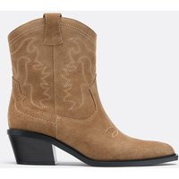 Stradivarius Cowboylook-Stiefeletten aus Leder BEIGE 35 | Stradivarius DE