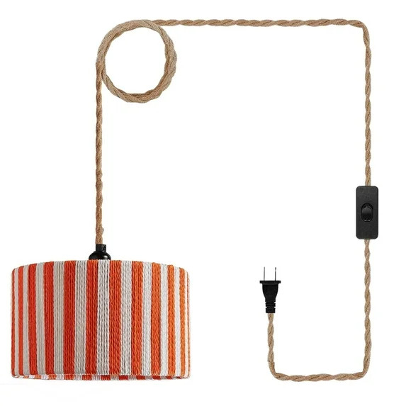 Hanging Lamp Plug in Pendant light : Stained Rattan Woven Pendant Lamp, Boho Hanging Light Fixtur... | Walmart (US)