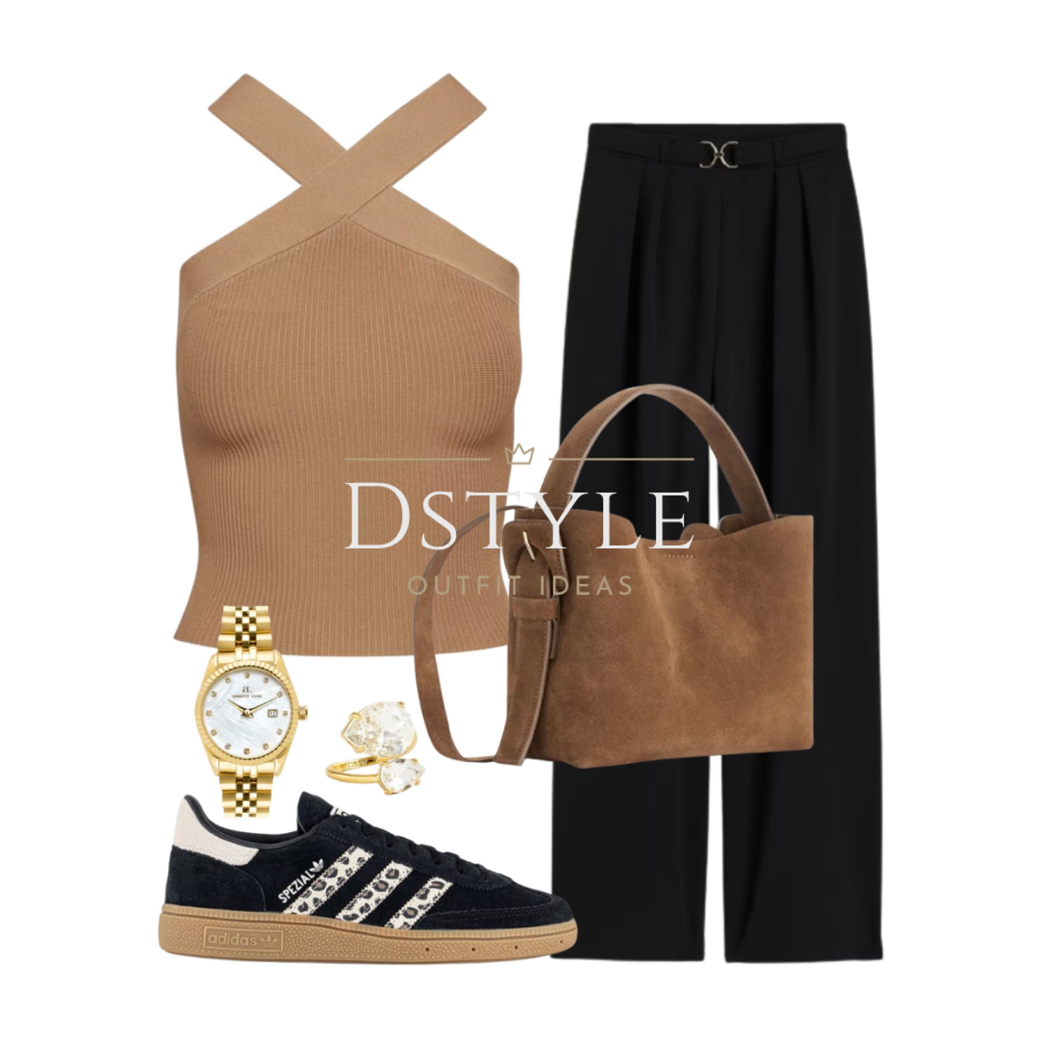 Knit criss cross tank top, black tailored trousers, brown suede bag, Adidas Spezial with leopard accent

#LTKShoeCrush #LTKWorkwear #LTKStyleTip