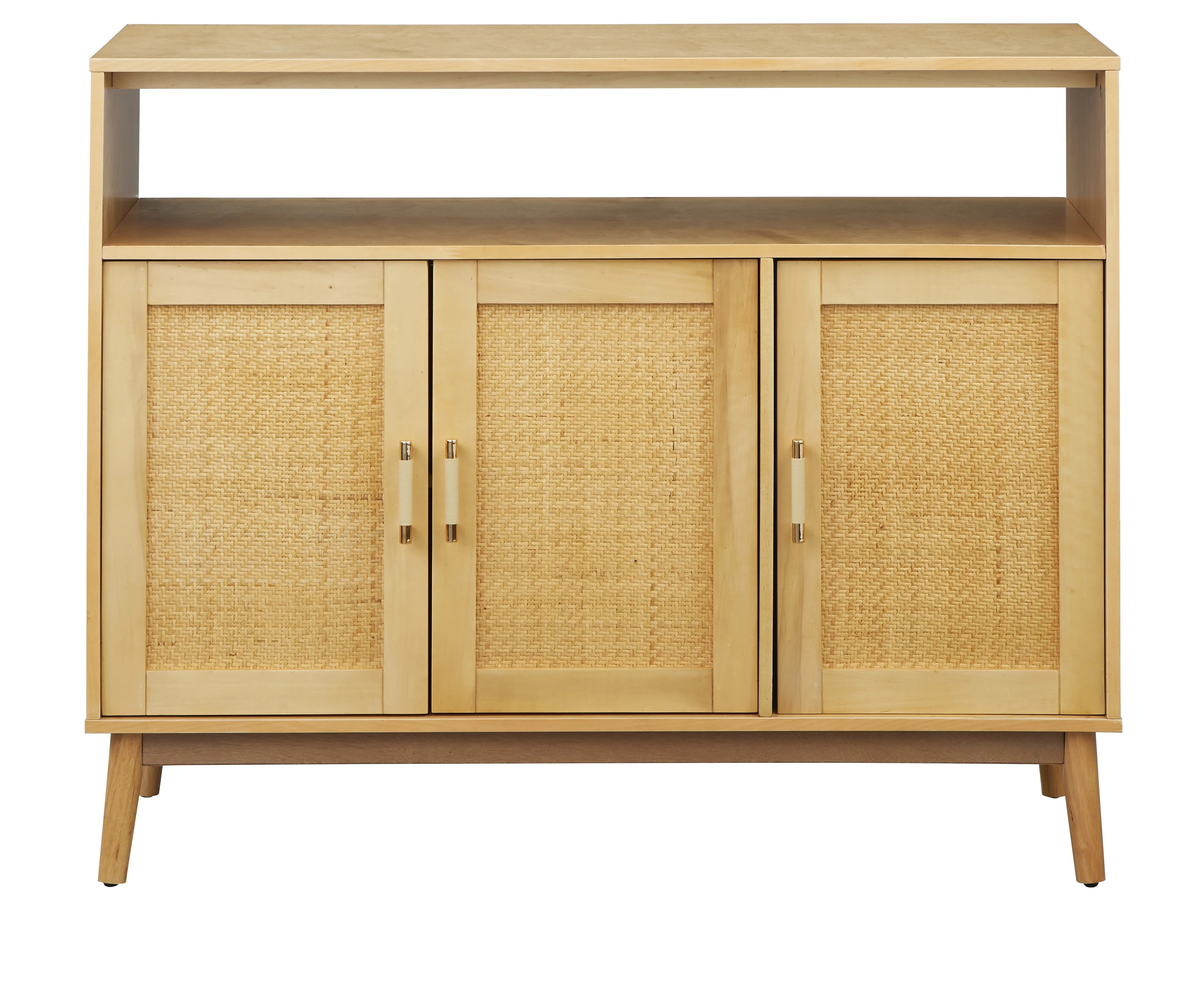 Desert Fields Edgerton 3-Door Rattan Panel Sideboard, Natural Finish - Walmart.com | Walmart (US)