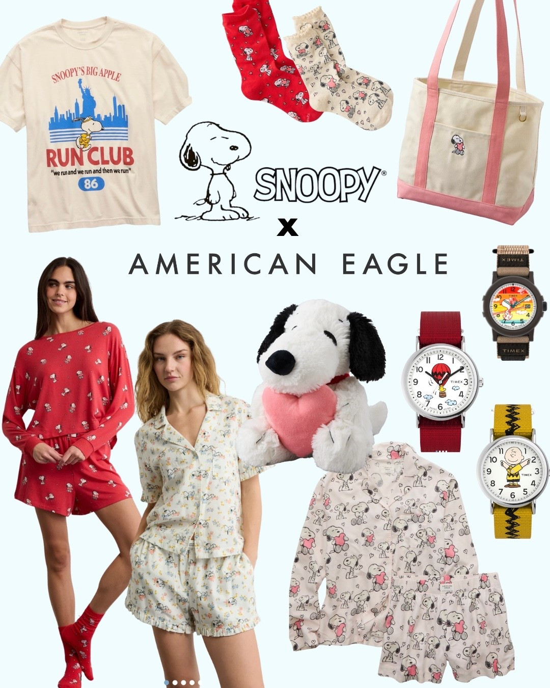 Snoopy x American Eagle New Items!🥰 Valentine’s Day, run club shirt, watches, and more (including the best deals for their end of year sale)!

#snoopy #americaneagle #peanuts #valentinesday #pajamas #pajamaset #loungewear #aerie #watch #jewelry #accessories #sale 

#LTKSeasonal #LTKgrwm #LTKSaleAlert