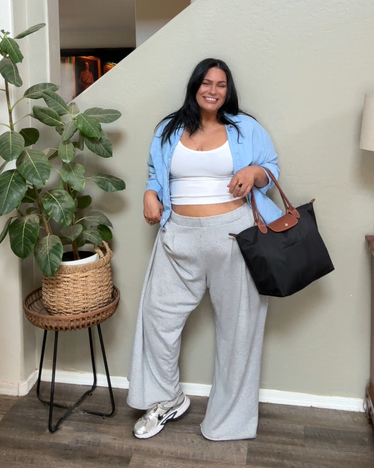 The best trouser sweatpants wearing XL, if between sizes size down they have a lot of stretch. 5’6” and they hit right at the bottom of my shoe. These ribbed tanks are my favorite ever! I have about 10 of them. Love this outfit for running errands 

#LTKMidsize #LTKPlusSize #LTKxAerie