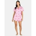 Women’s Valentine’s Day Print Shorty Notch Collar Pajama Set from Way to Celebrate, 2-Piece, ... | Walmart (US)
