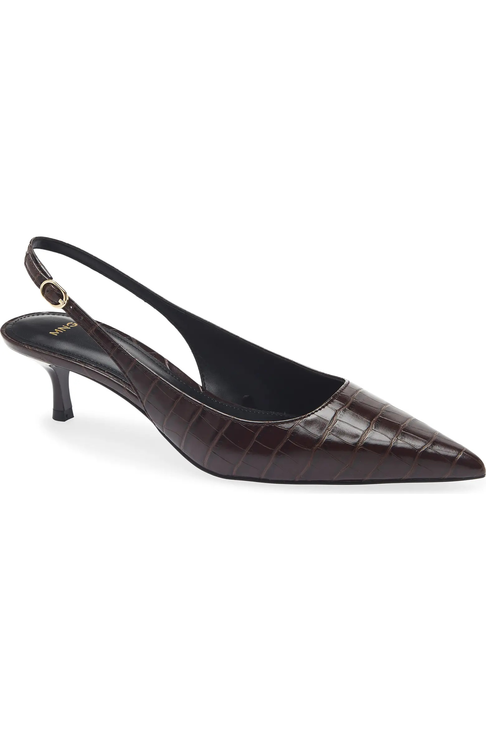 MANGO Croc Embossed Slingback Kitten Heel Pump (Women) | Nordstrom | Nordstrom