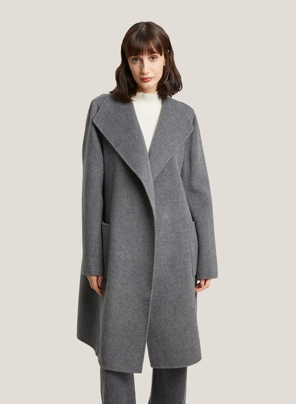 Oversized Lapel Wool Wrap Coat | Gentle Herd