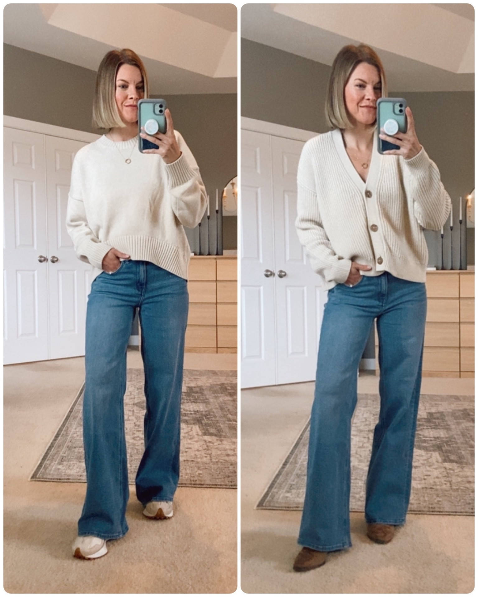 Quince organic cotton sweaters. Quince viral wide-leg jeans in “seaside blue” wash. I am 5’1” size 0/XS, wearing size 25 jeans @ 30” length.

#LTKFindsUnder50 #LTKOver40 #LTKPetite
