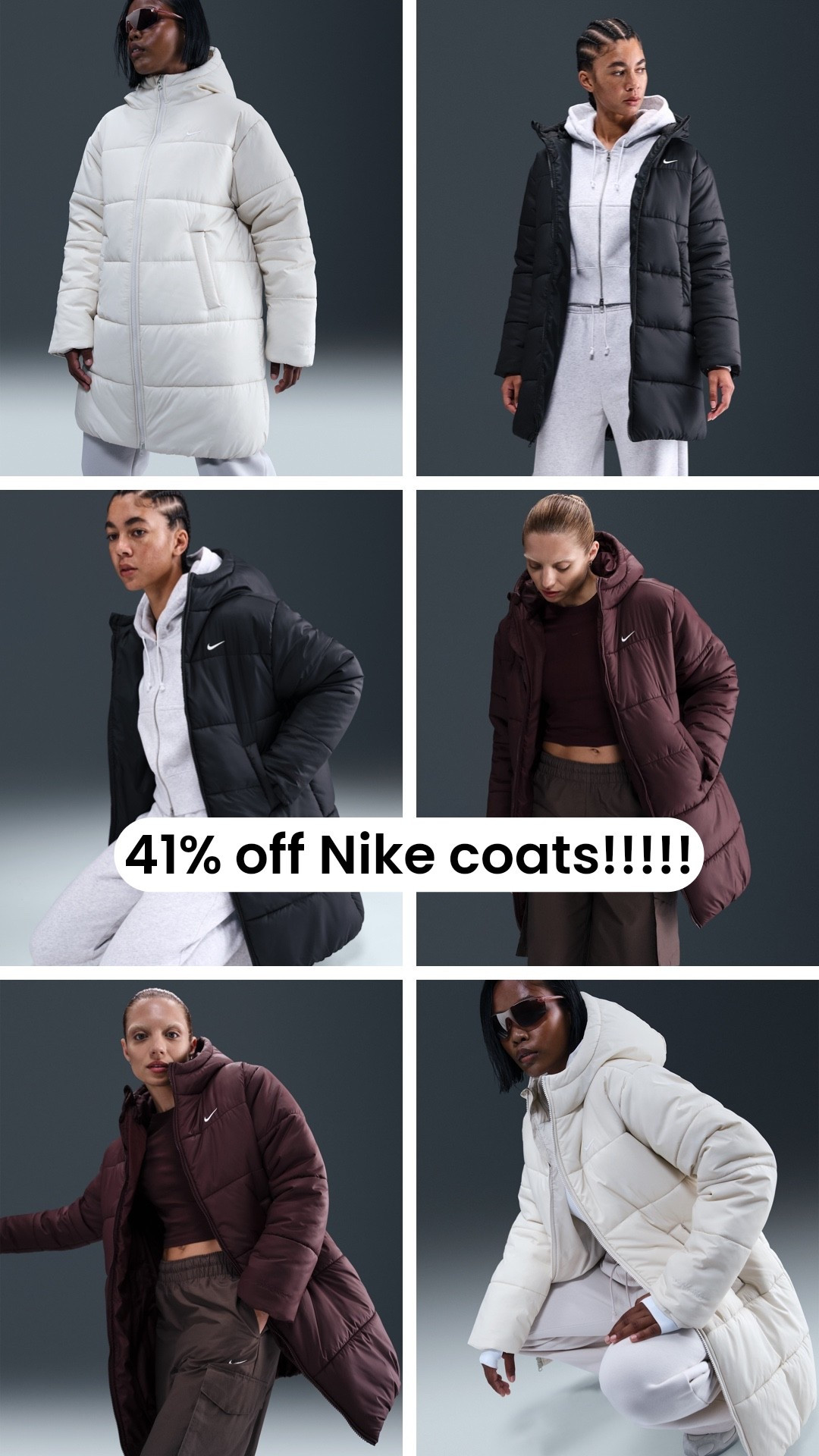 41% off Nike women’s coats! Women’s winterwear. 

#LTKOver40 #LTKSaleAlert #LTKMidsize