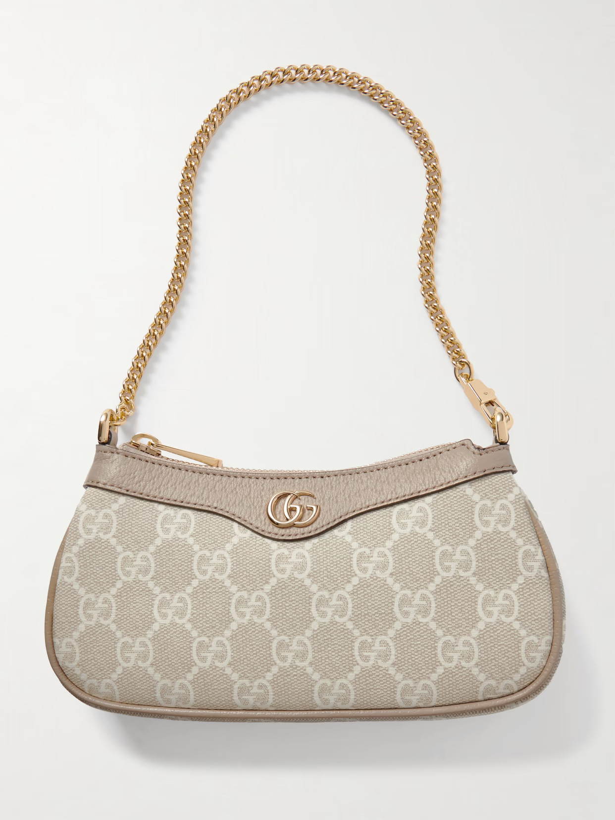 Gucci - Ophidia Leather-trimmed Canvas-jacquard Shoulder Bag - Neutrals | NET-A-PORTER (US)
