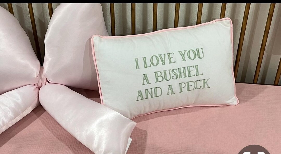 Embroidered 'I Love You A Bushel and a Peck' Pillow Cover, Nursery Decor - Etsy | Etsy (US)