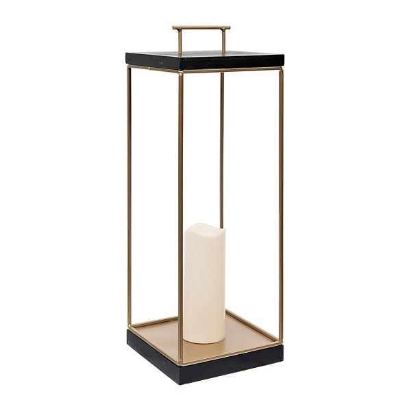 Black and Gold Lantern with LED Candle, 24 in. | Kirklands | Kirkland's Home