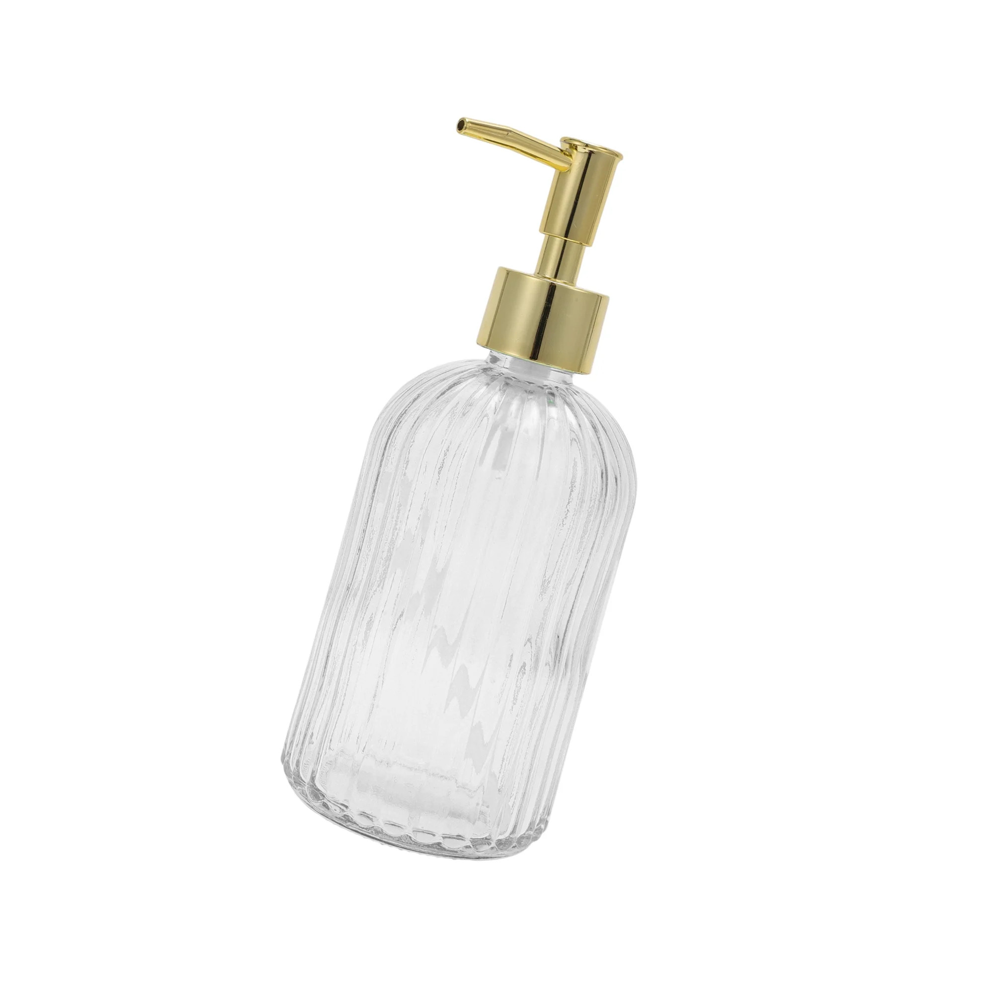 Vocoste 1 Pc Vertical Stripe Soap Dispenser 13.53 oz Clear Gold Tone | Walmart (US)