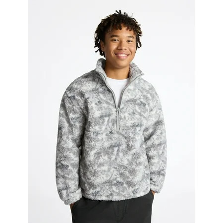 No Boundaries High Pile Fleece Pullover with Long Sleeves, Men's | Walmart (US)