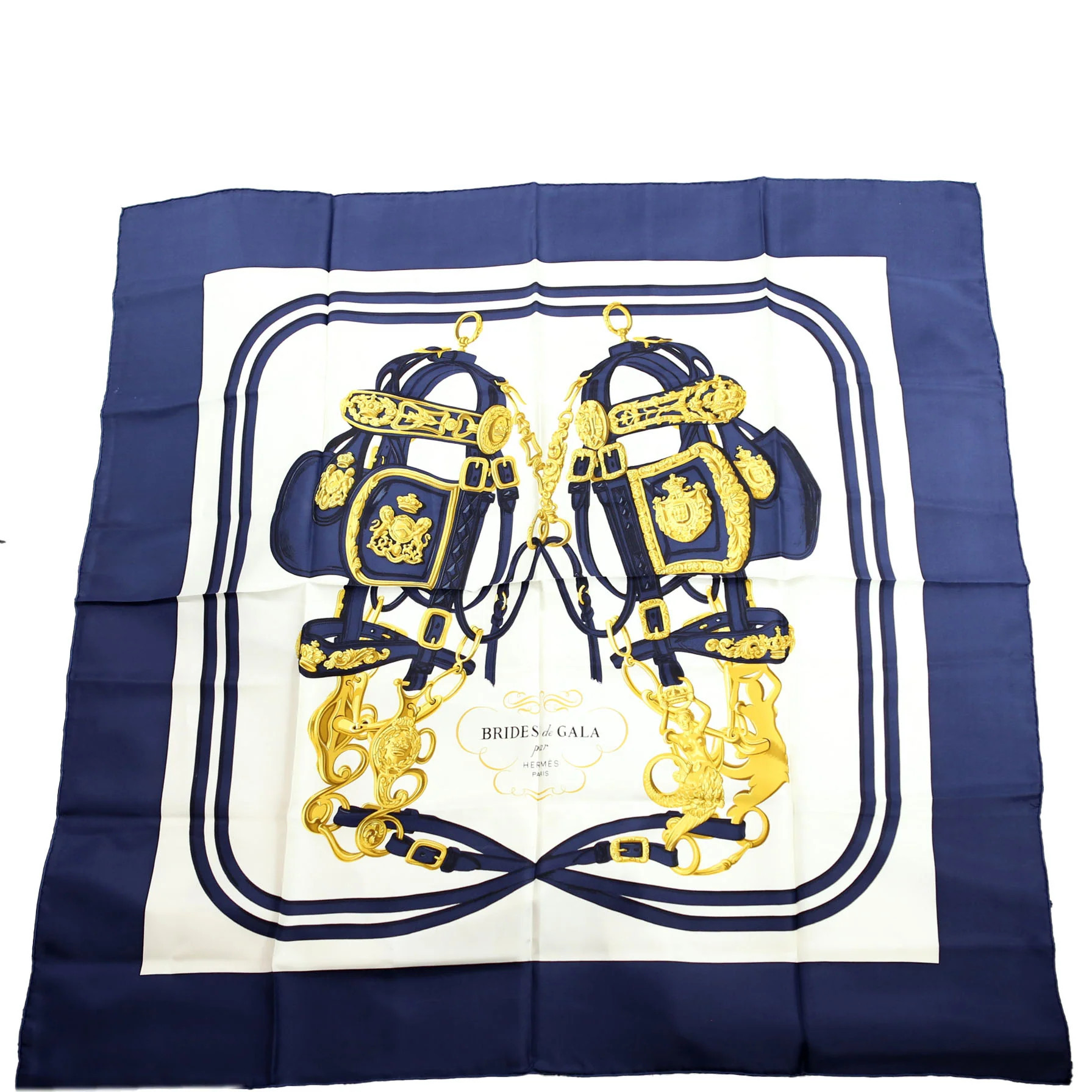 Brides De Gala 90 Silk Scarf Blue/White | Keeks Designer Handbags