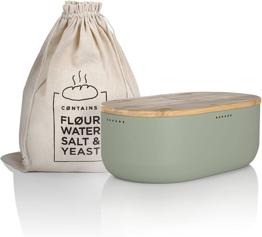 LARS NYSØM Bread Box I Metal bread box with linen bread bag for long lasting freshness I Bread b... | Amazon (US)