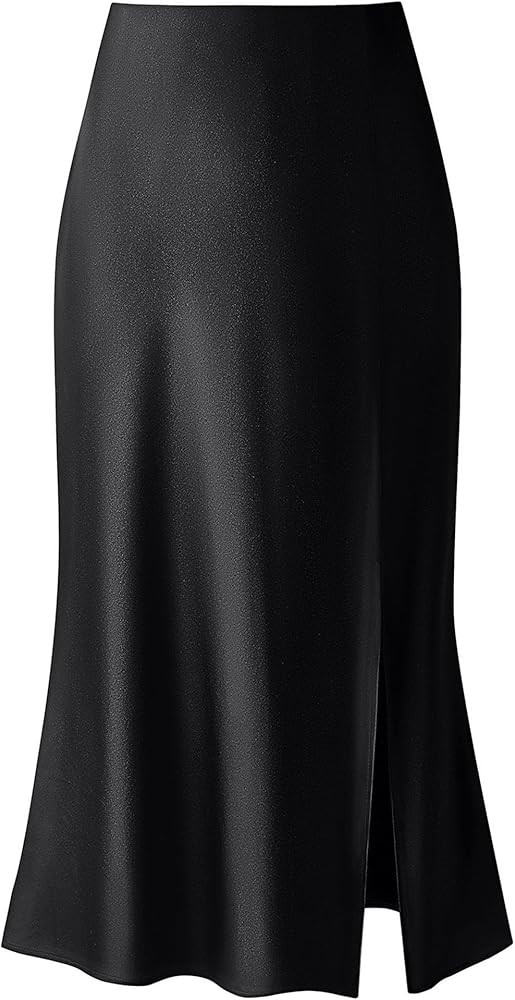Keasmto Leopard Print Skirt for Women Cheetah High Waist Silk Satin Elasticized Skirts | Amazon (US)