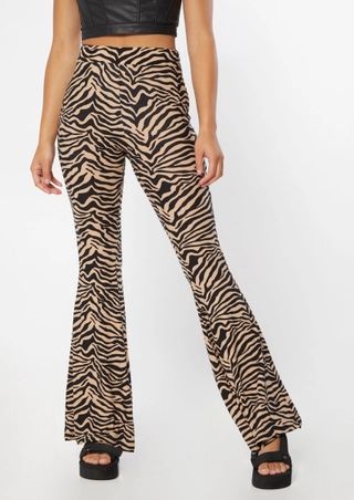 Brown Zebra Print Super Soft Flare Pants | rue21