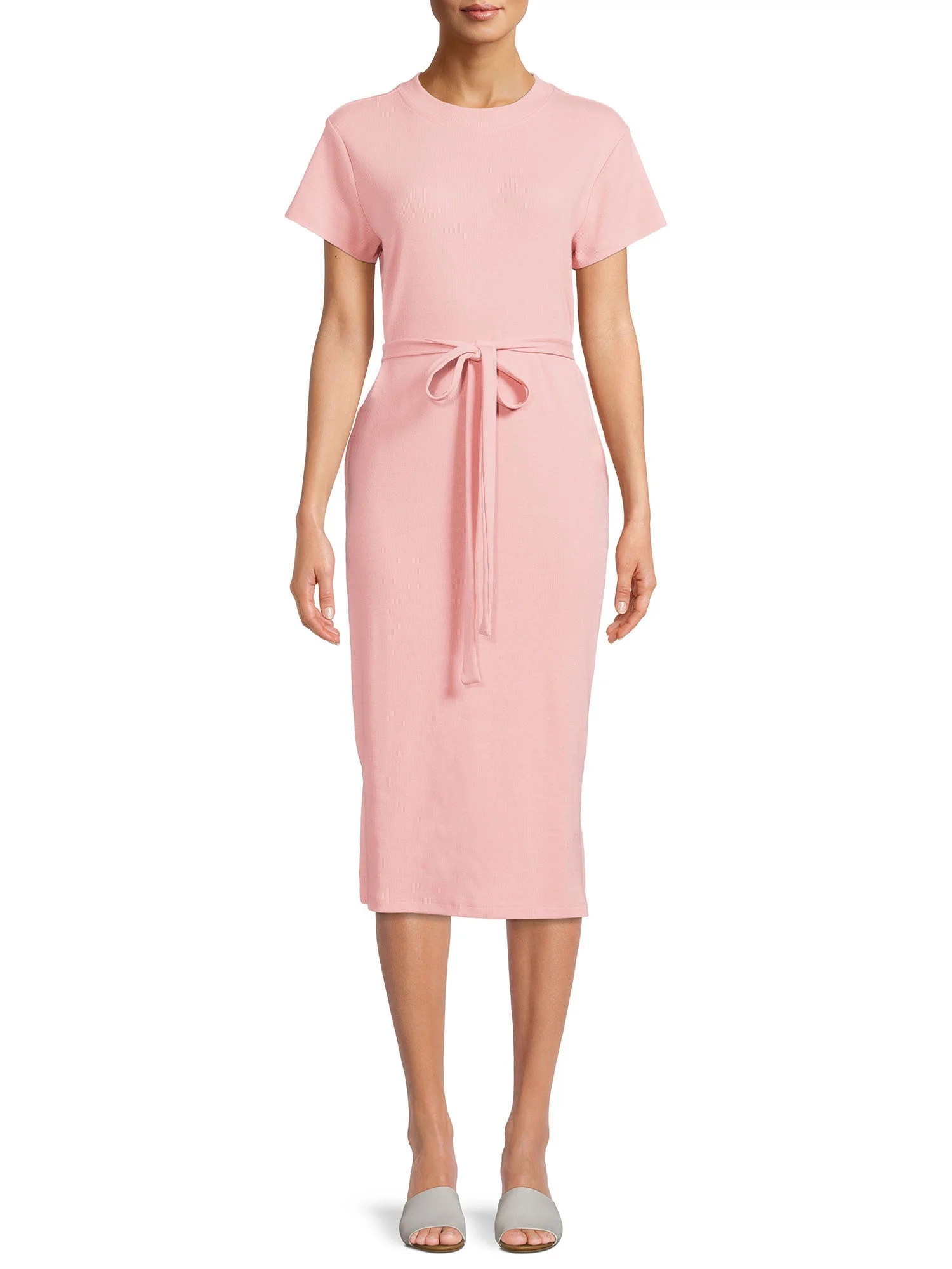 Time And Tru Women`s Knit Midi Dress with Belt - Walmart.com | Walmart (US)