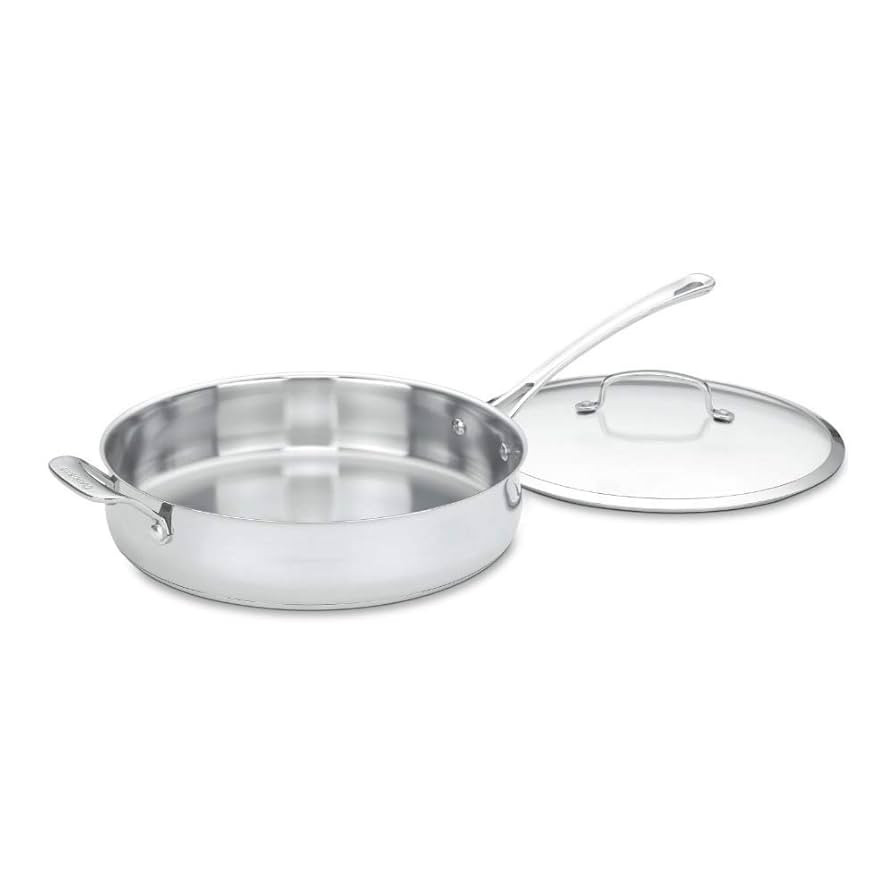 Cuisinart Contour Stainless 5-Quart Saute Pan with Helper Handle and Glass Cover,Silver | Amazon (US)