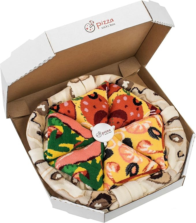 Pizza Socks Box - Seafood Pepperoni Italian - Unisex - 4 Pairs of Socks - Funny Gift Idea! | Amazon (US)